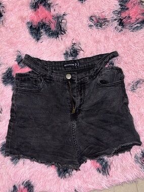 Petite Studio Black High-Waist Denim Shorts